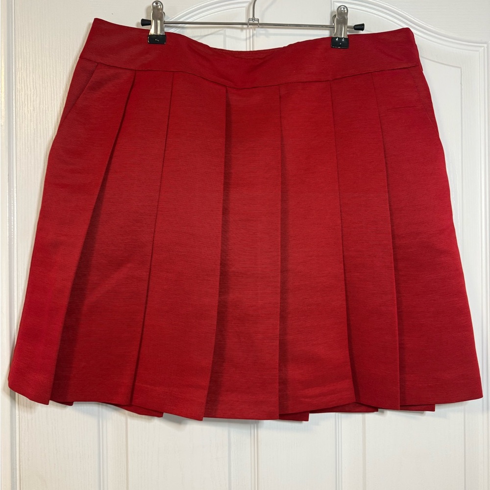 Ann Taylor Scarlet Red A-Line Pleated Skirt Petite 14